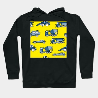 Vehicles blue on yellow Hoodie